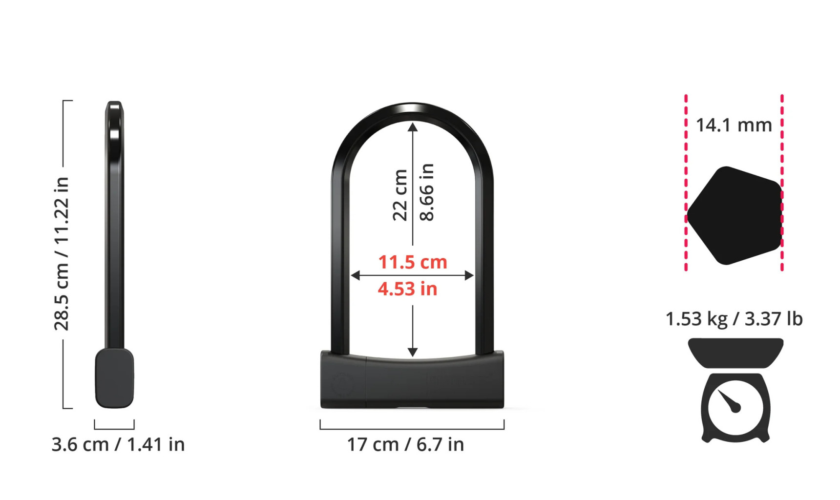 VOXOM Seatylock Mason 220 U-lokot - crni - Slika 3