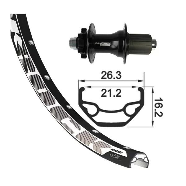 XLC 27,5'' 21 mm 32H Rodi Black Rock disk 6H TA12x142 mm 8-10s stražnji kotač - crni - Ciklo Centar Zagreb